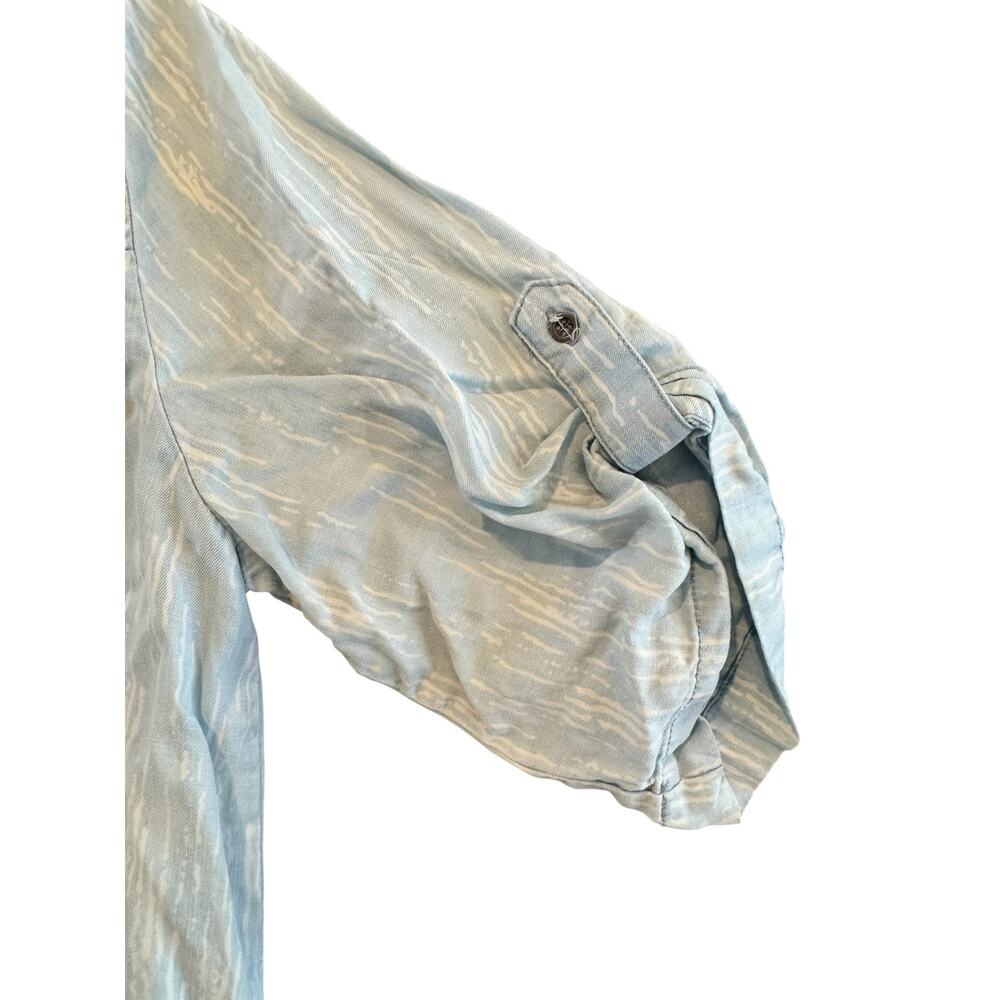 Philosophy Light Blue Tencel Tunic Top L Roll Tab Sleeve Popover Dress - Picture 5 of 11